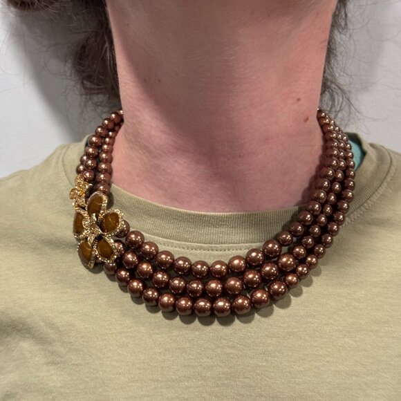 Vintage Beaded Necklace With Flower - Picture 6 of 6